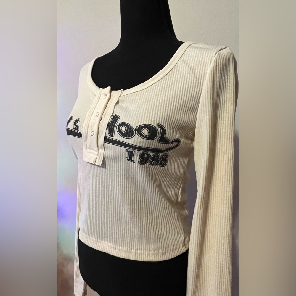 NWOT Ribbed Cream Top - S - Picture 4 of 14